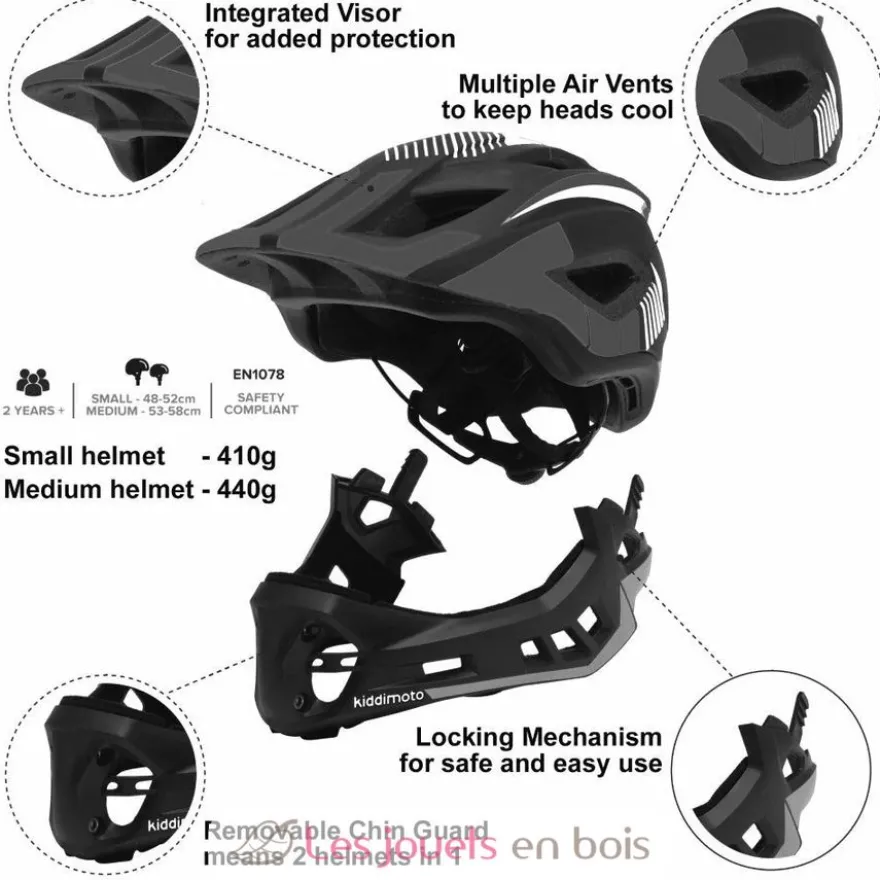 Casque vélo intégral noir rouge bleu M - Kiddimoto