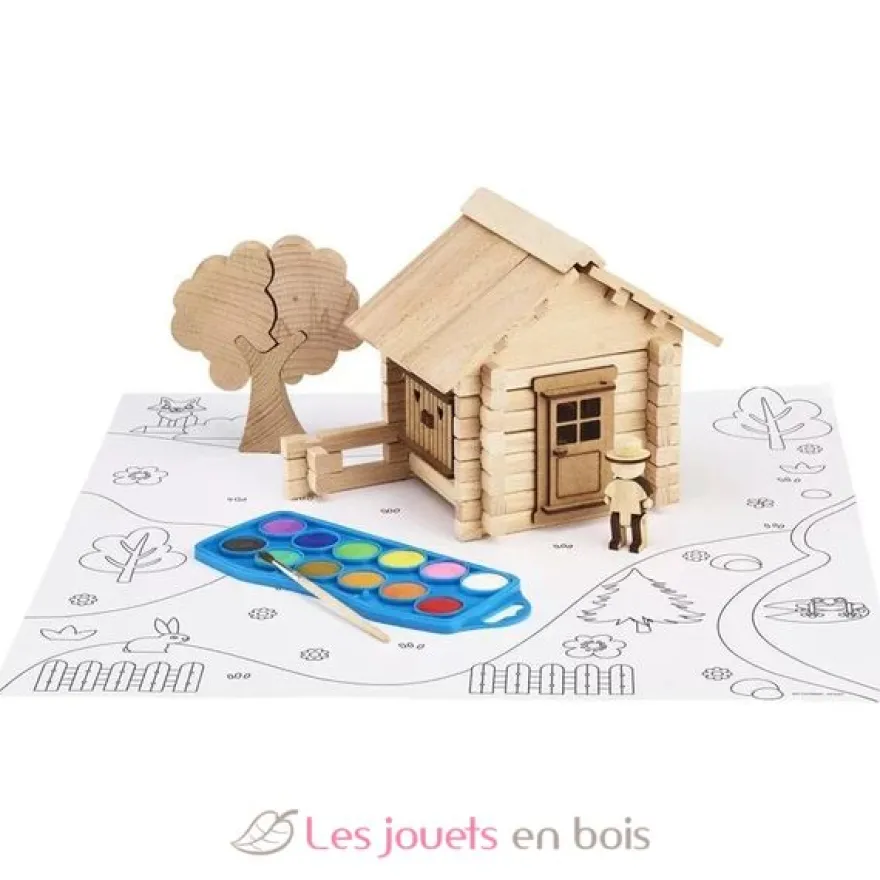 Chalet en bois à peindre 85 pcs - Jeujura