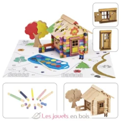 Chalet en bois à peindre 85 pcs - Jeujura