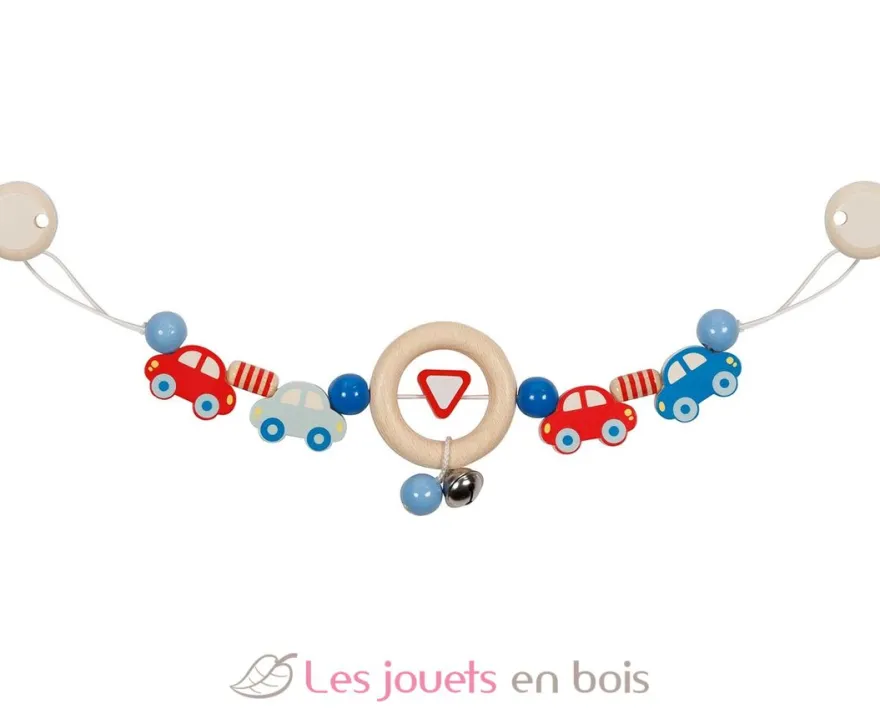 Chaîne poussette voitures en bois coloré - Goki