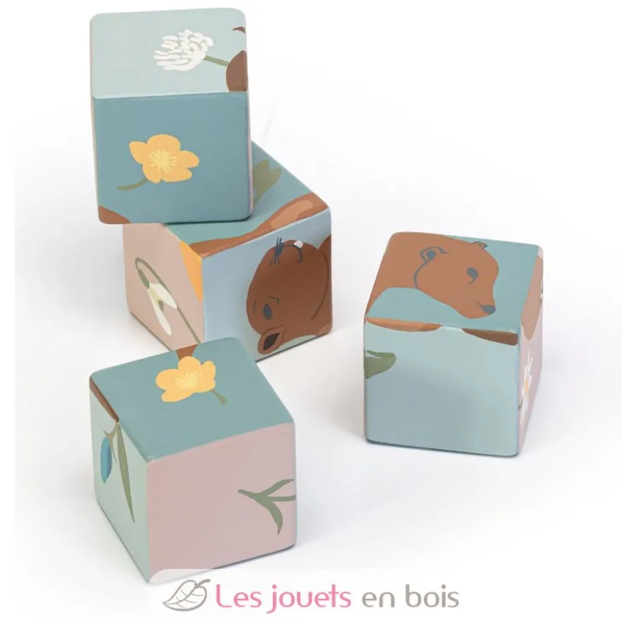 Chariot avec puzzle de cubes animaux - Sevi