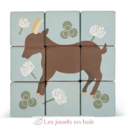 Chariot avec puzzle de cubes animaux - Sevi