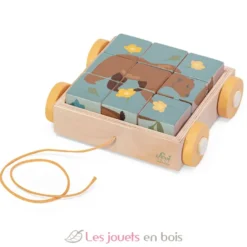 Chariot avec puzzle de cubes animaux - Sevi