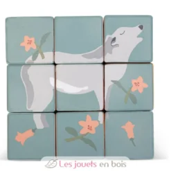 Chariot avec puzzle de cubes animaux - Sevi