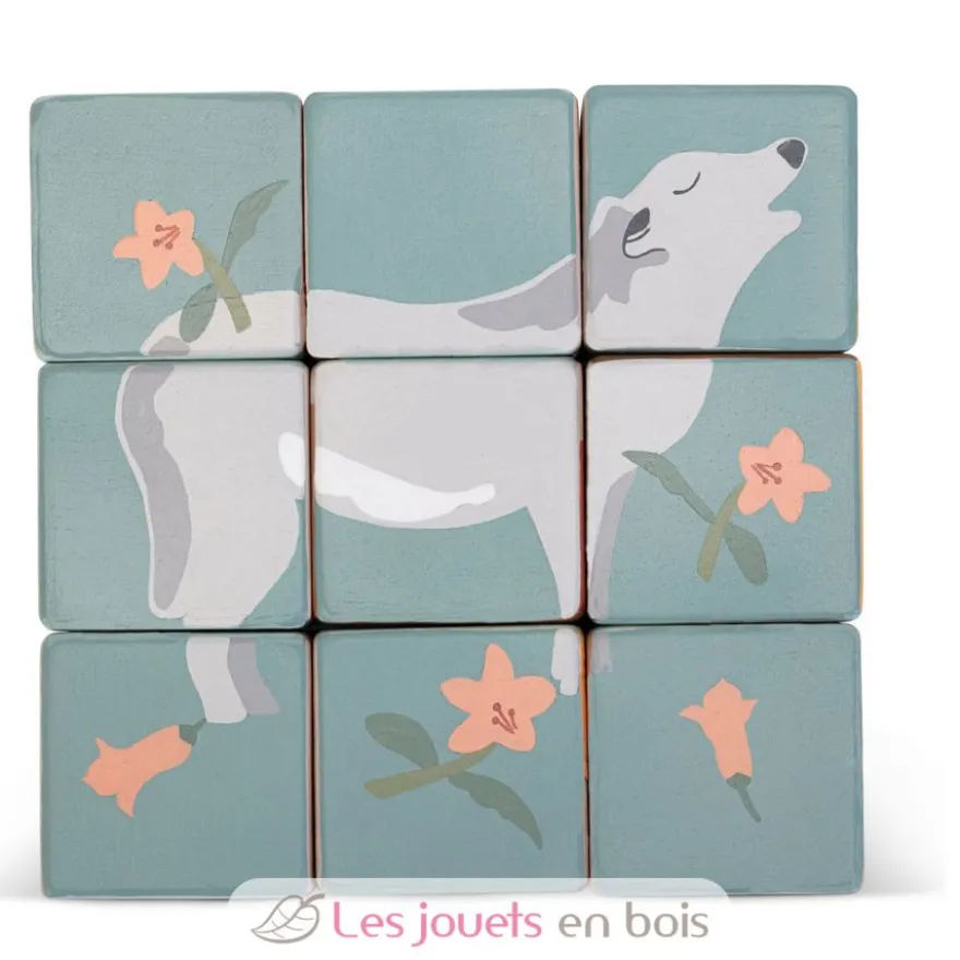 Chariot avec puzzle de cubes animaux - Sevi