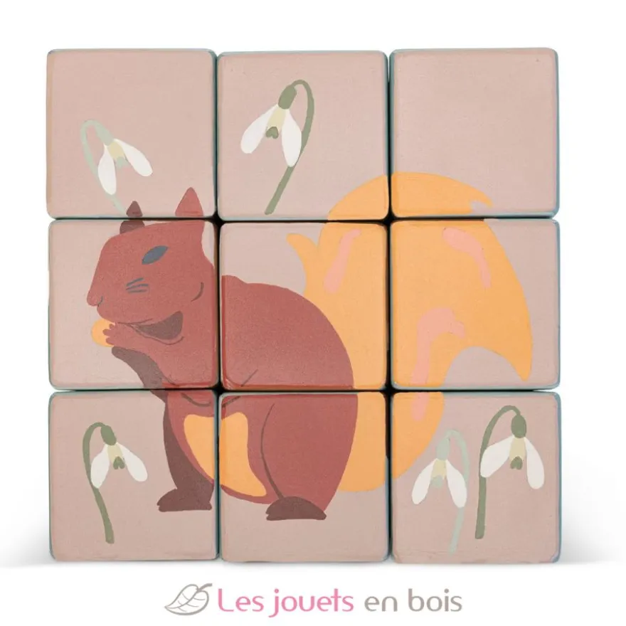 Chariot avec puzzle de cubes animaux - Sevi