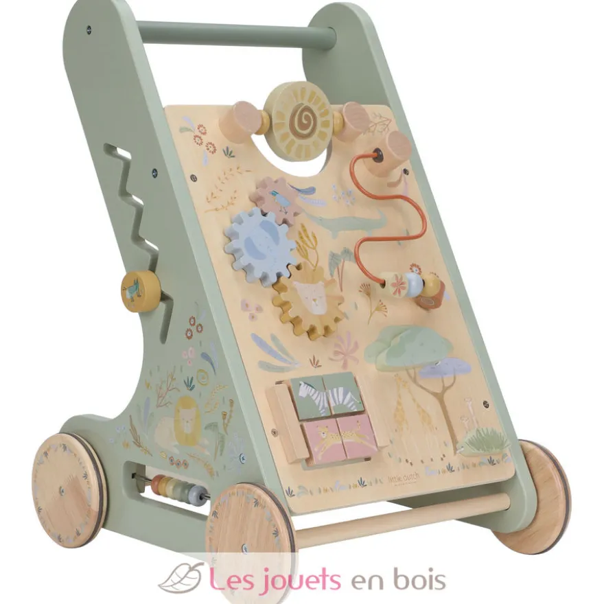 Chariot de marche en bois Safari Friends vert - Little Dutch