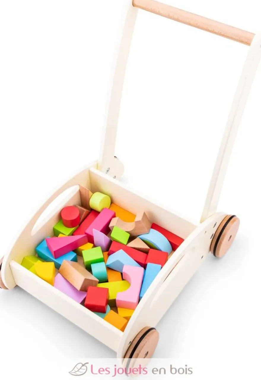 Chariot de marche et blocs en bois - New Classic Toys