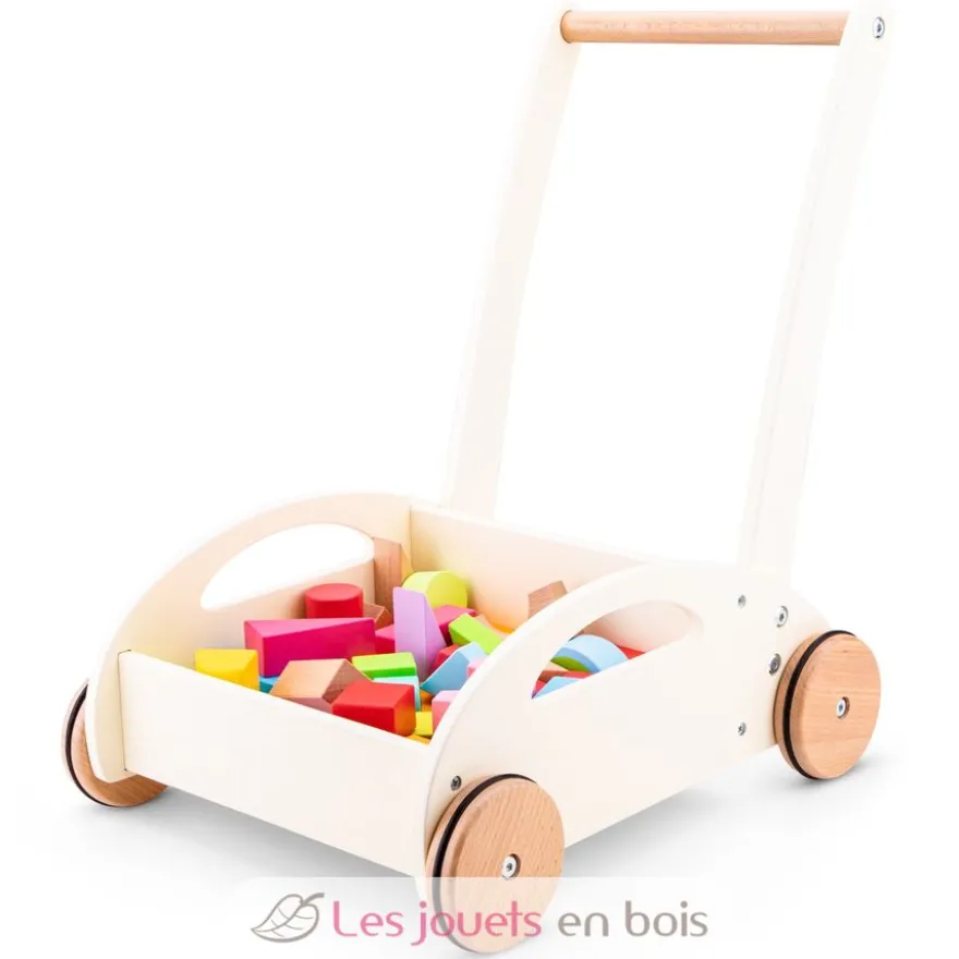 Chariot de marche et blocs en bois - New Classic Toys