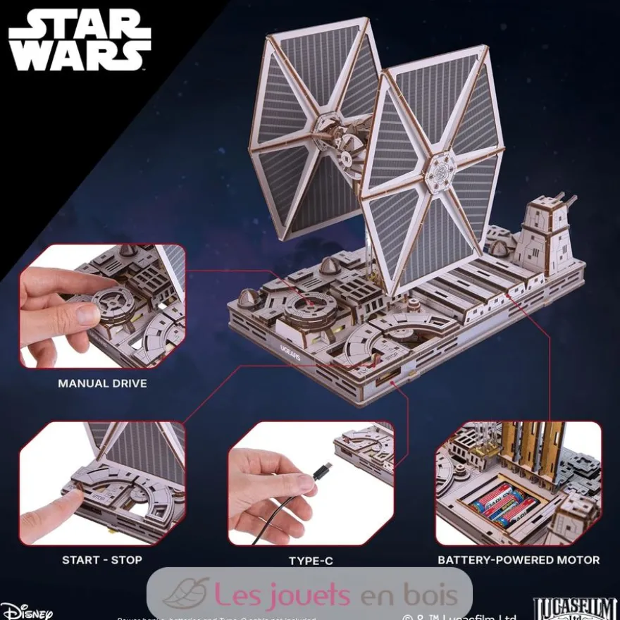 Chasseur TIE Star Wars - Puzzle 3D mécanique en bois - Ugears
