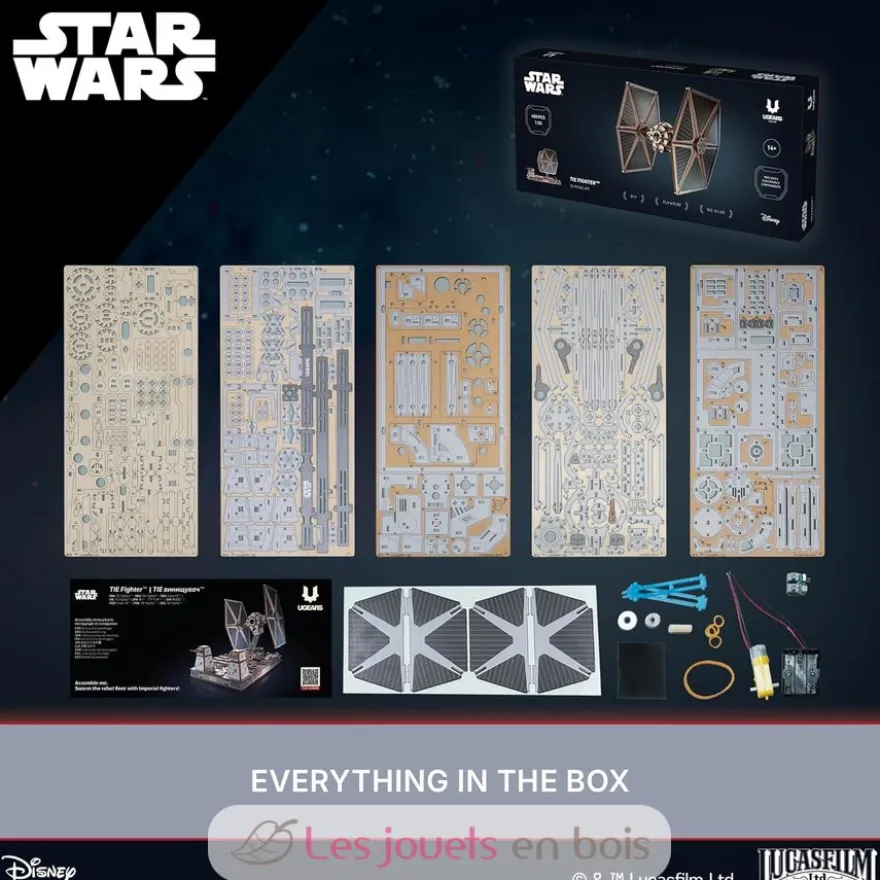 Chasseur TIE Star Wars - Puzzle 3D mécanique en bois - Ugears
