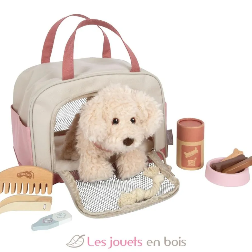 Chien avec sac de transport rose et kit de soins - Small foot
