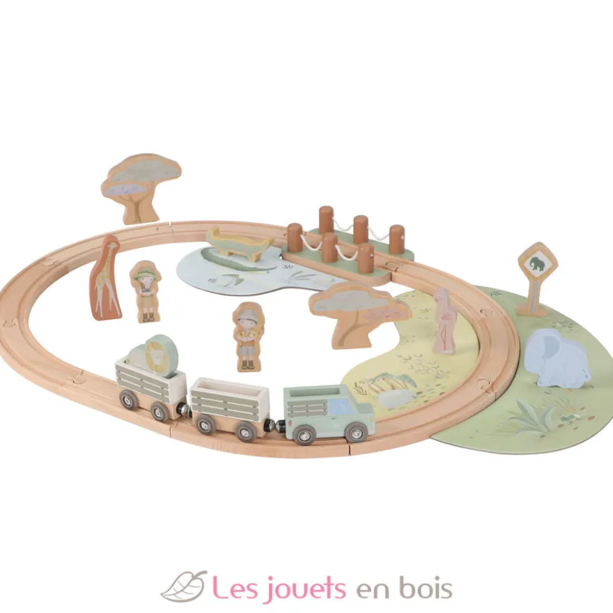 Circuit de train en bois Safari Friends - Little Dutch