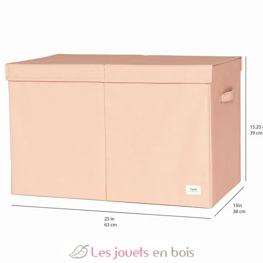 Coffre à jouets en tissu recyclé uni argile - 3 Sprouts