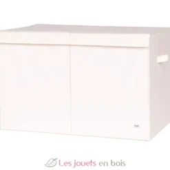 Coffre à jouets en tissu recyclé uni crème - 3 Sprouts