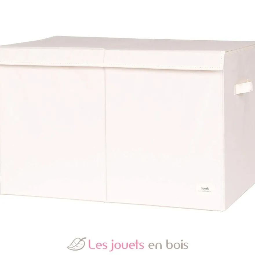 Coffre à jouets en tissu recyclé uni crème - 3 Sprouts