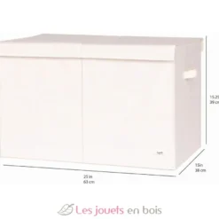 Coffre à jouets en tissu recyclé uni crème - 3 Sprouts