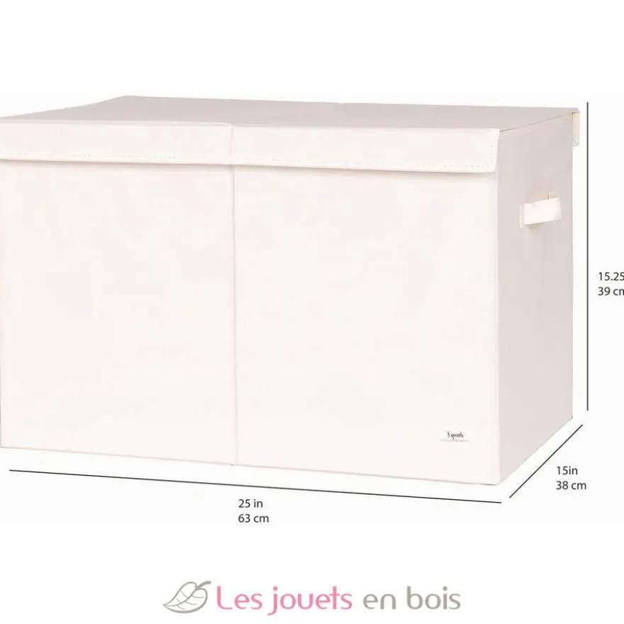 Coffre à jouets en tissu recyclé uni crème - 3 Sprouts
