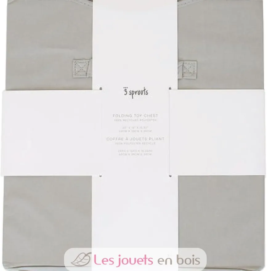Coffre à jouets en tissu recyclé uni gris clair - 3 Sprouts