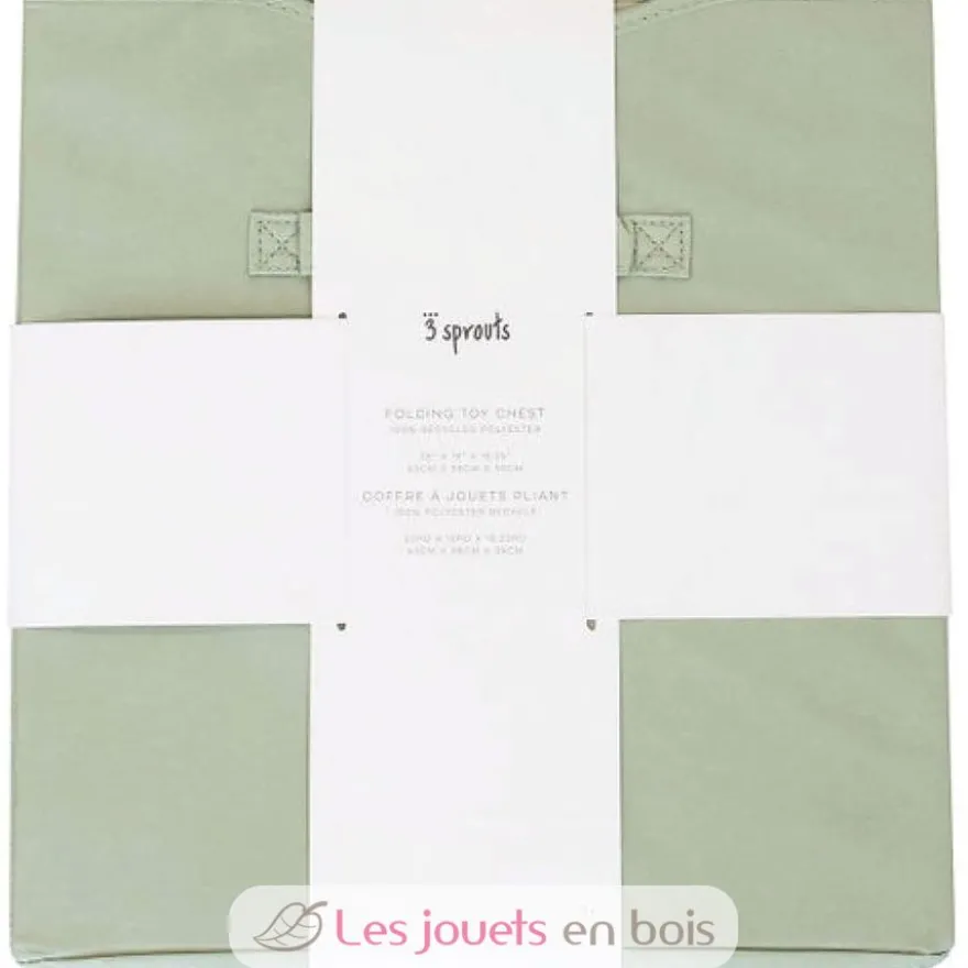 Coffre à jouets en tissu recyclé uni vert - 3 Sprouts