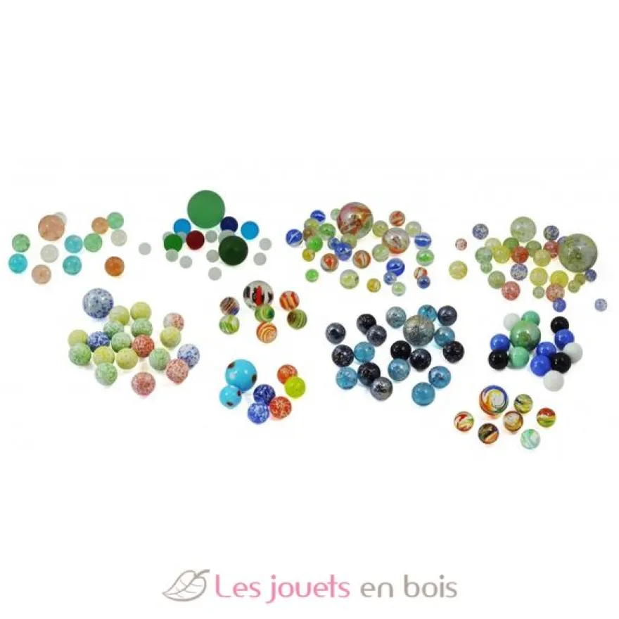 Coffret 163 billes en verre multicolores - Buki