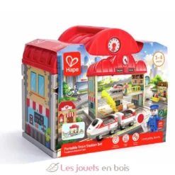 Coffret circuit de train portable - Bois et plastique - Hape