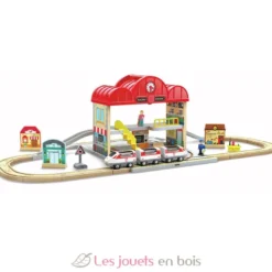 Coffret circuit de train portable - Bois et plastique - Hape