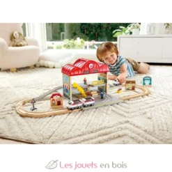 Coffret circuit de train portable - Bois et plastique - Hape