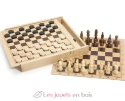 Coffret Jeu de Dames et d'Echecs - Jeujura