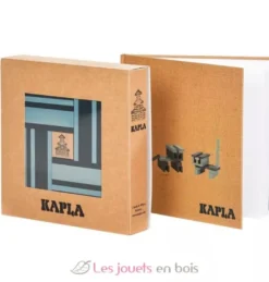 Coffret 40 planchettes bleu ciel et bleu foncé avec livre - Kapla