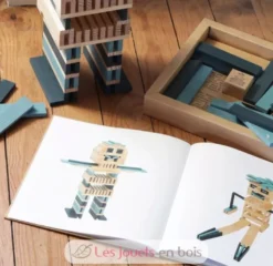 Coffret 40 planchettes bleu ciel et bleu foncé avec livre - Kapla