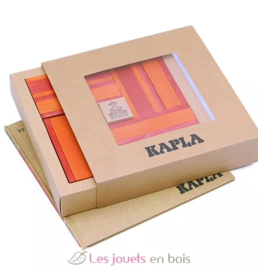 Coffret 40 planchettes rouges et orange avec livre d'art - Kapla