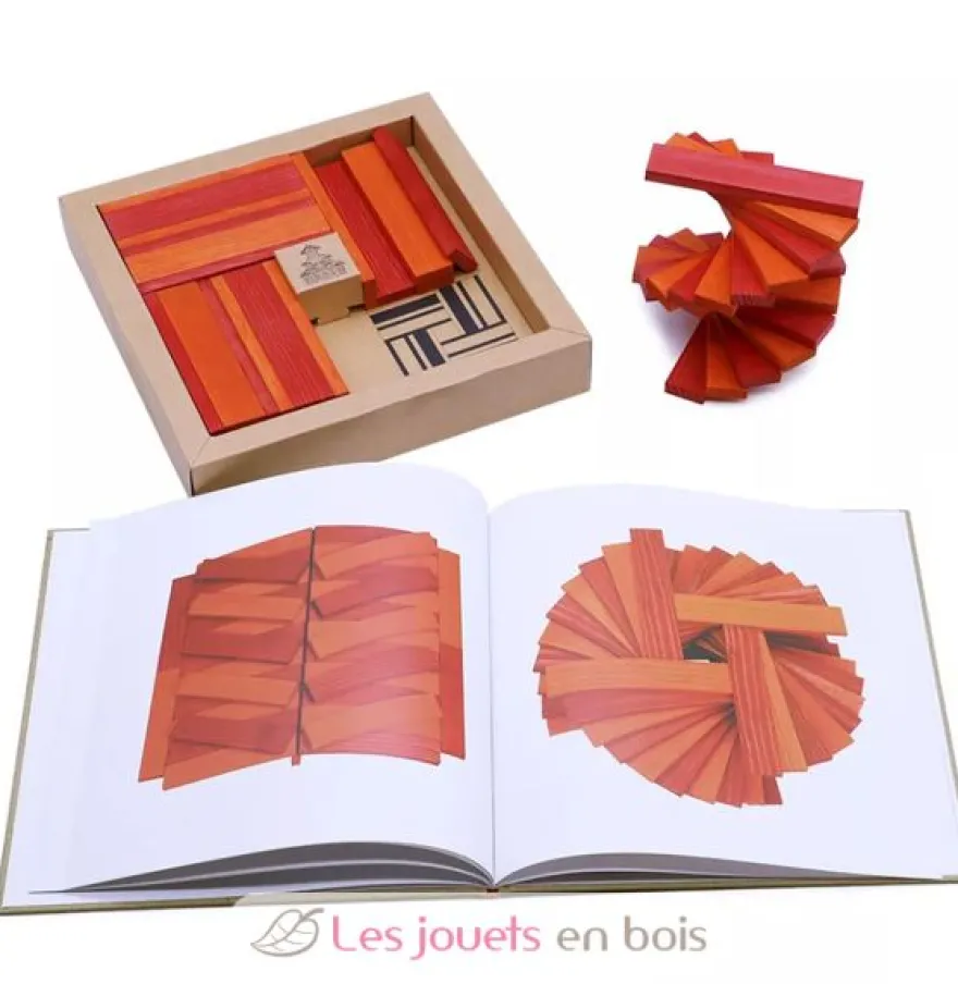 Coffret 40 planchettes rouges et orange avec livre d'art - Kapla