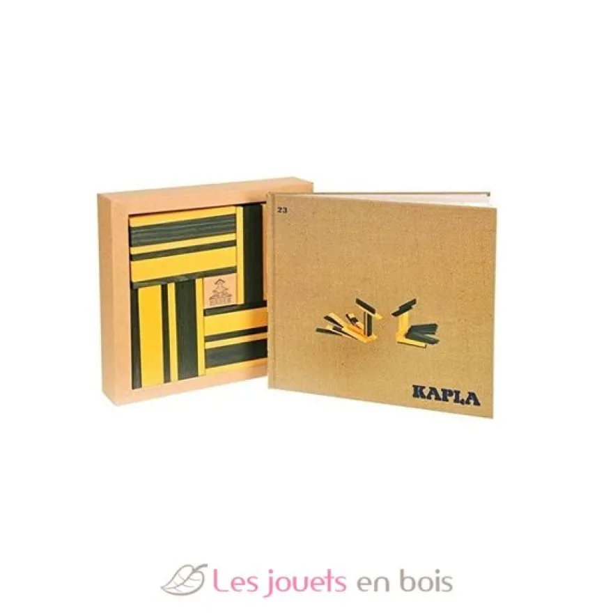 Coffret 40 planchettes vert et jaune avec livre - Kapla