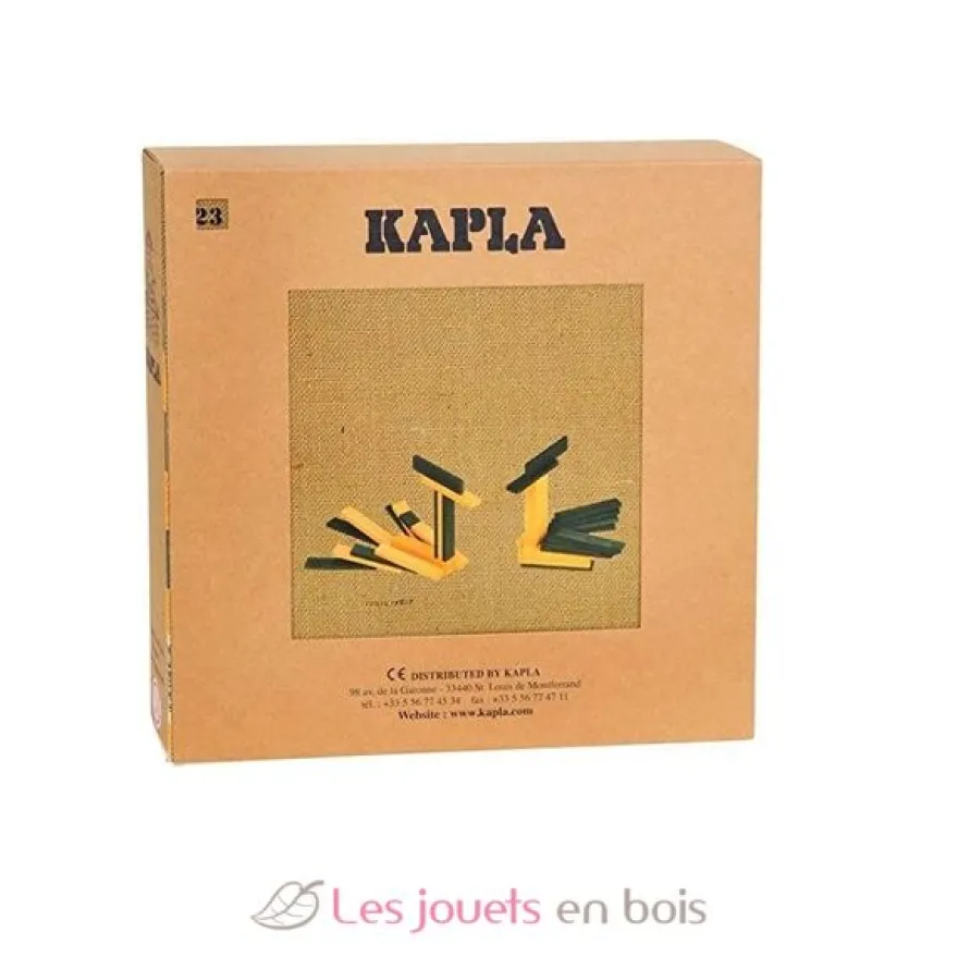 Coffret 40 planchettes vert et jaune avec livre - Kapla