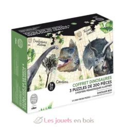 Coffret 3 puzzles dinosaures et posters - Vilac