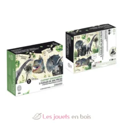 Coffret 3 puzzles dinosaures et posters - Vilac