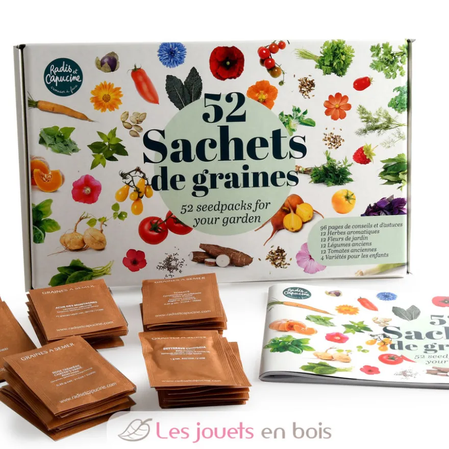 Coffret 52 sachets de graines à semer - Radis et Capucine