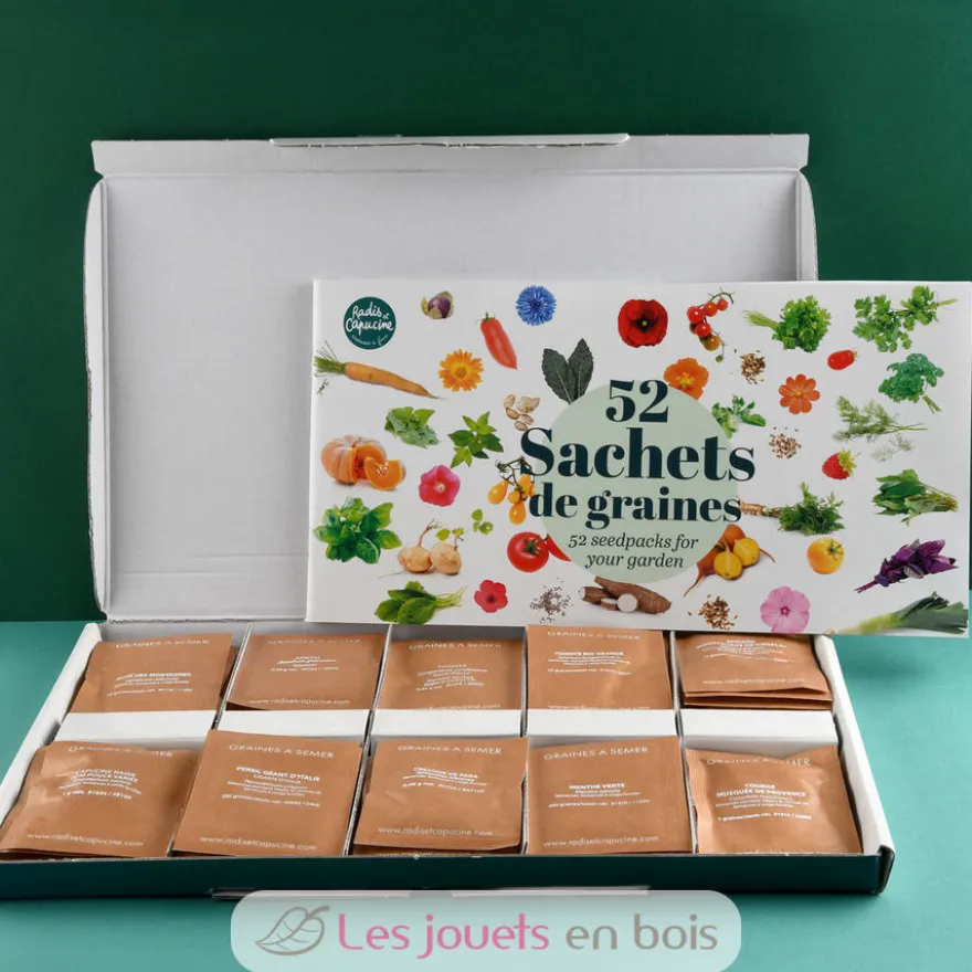 Coffret 52 sachets de graines à semer - Radis et Capucine