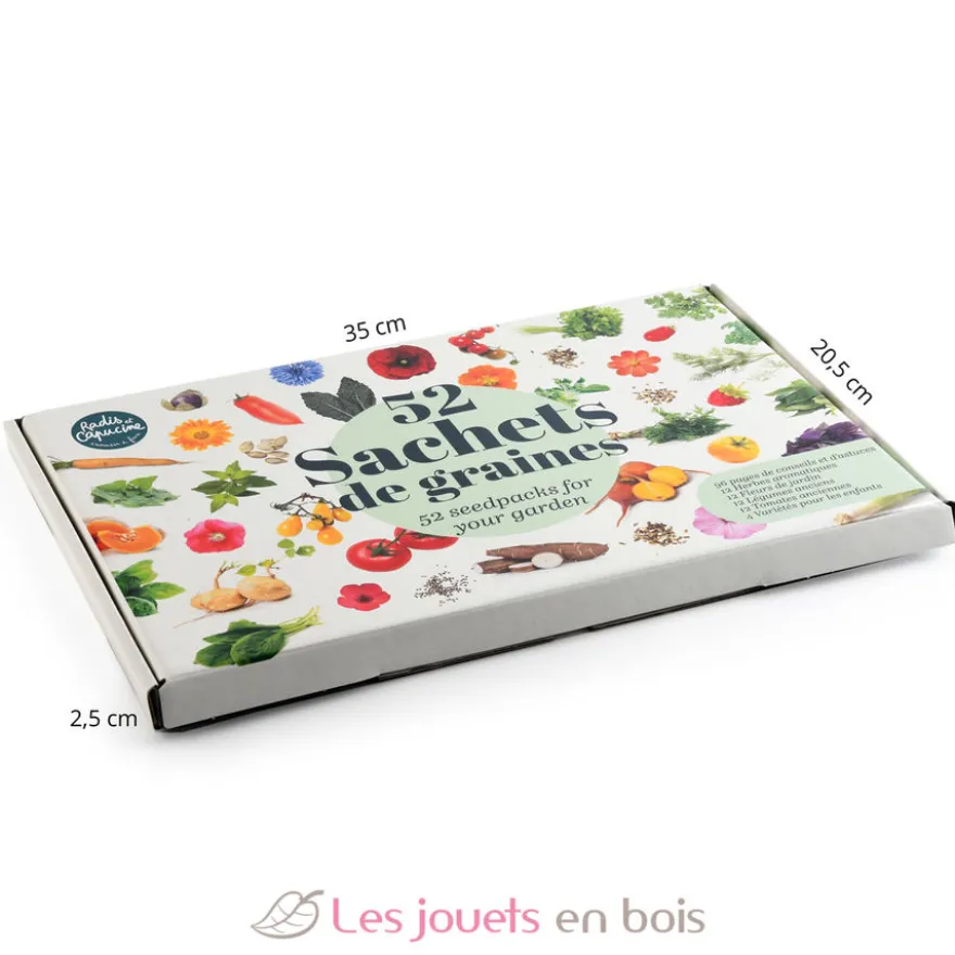 Coffret 52 sachets de graines à semer - Radis et Capucine
