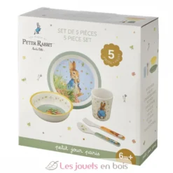 Coffret vaisselle en mélamine 5 pièces Pierre Lapin vert - Petit Jour