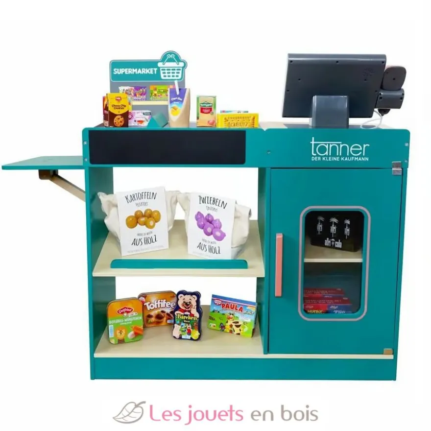 Comptoir de supermarché en bois avec système de caisse - Tanner