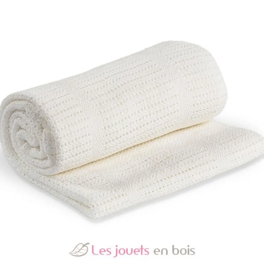 Couverture tricot de coton - Blanche - Lulujo