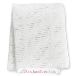 Couverture tricot de coton - Blanche - Lulujo