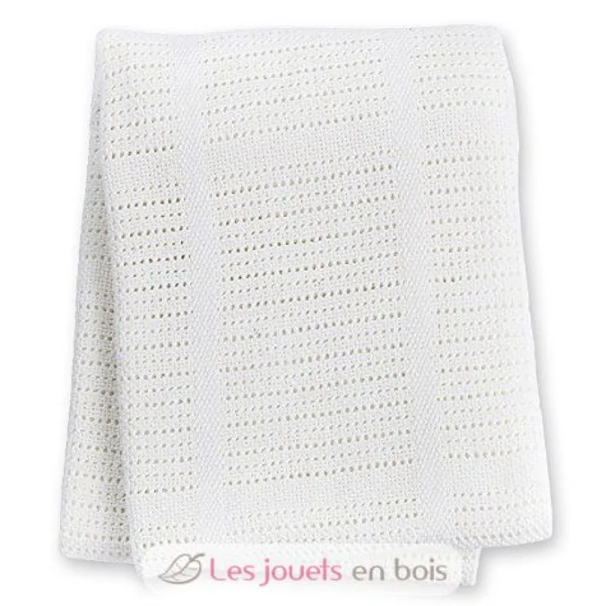 Couverture tricot de coton - Blanche - Lulujo