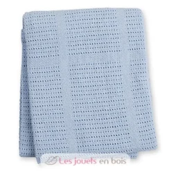 Couverture tricot de coton - Bleu - Lulujo