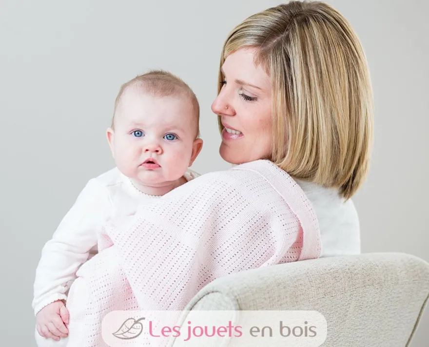 Couverture tricot de coton - Rose - Lulujo