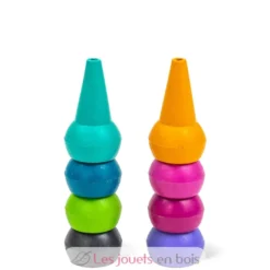 Crayons de cire empilables couleurs acidulées - Multicolore - Tiger Tribe