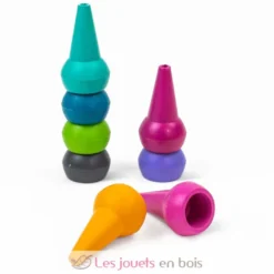 Crayons de cire empilables couleurs acidulées - Multicolore - Tiger Tribe