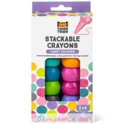Crayons de cire empilables couleurs acidulées - Multicolore - Tiger Tribe